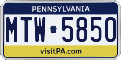 PA license plate MTW5850