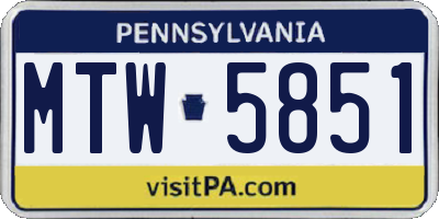 PA license plate MTW5851