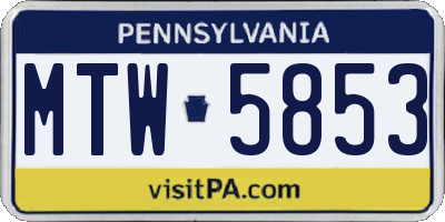 PA license plate MTW5853