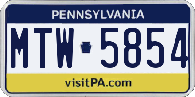 PA license plate MTW5854