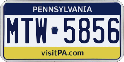PA license plate MTW5856