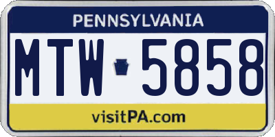 PA license plate MTW5858