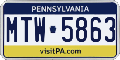 PA license plate MTW5863