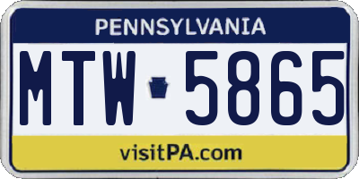 PA license plate MTW5865