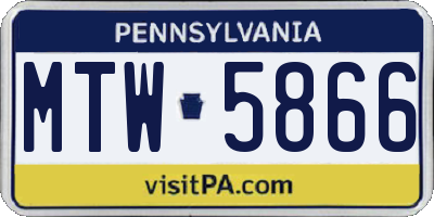 PA license plate MTW5866