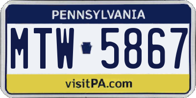 PA license plate MTW5867