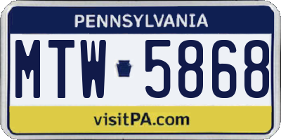 PA license plate MTW5868