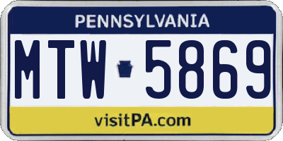 PA license plate MTW5869