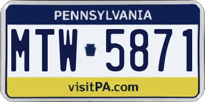 PA license plate MTW5871