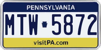 PA license plate MTW5872