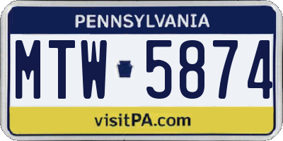 PA license plate MTW5874