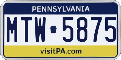 PA license plate MTW5875