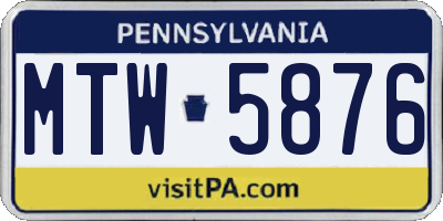PA license plate MTW5876