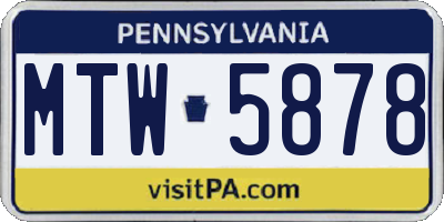 PA license plate MTW5878
