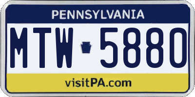 PA license plate MTW5880