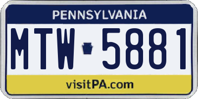 PA license plate MTW5881