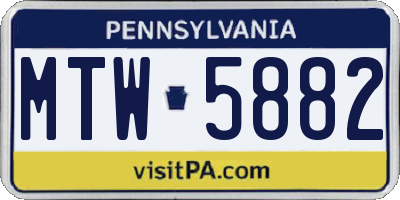 PA license plate MTW5882