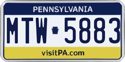 PA license plate MTW5883