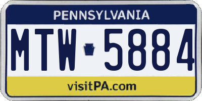 PA license plate MTW5884