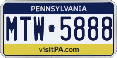 PA license plate MTW5888