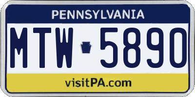 PA license plate MTW5890