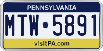 PA license plate MTW5891
