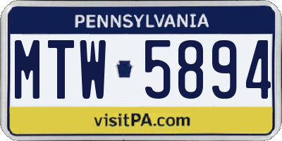 PA license plate MTW5894