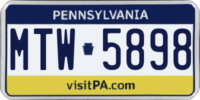 PA license plate MTW5898