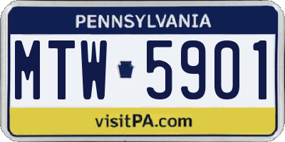 PA license plate MTW5901