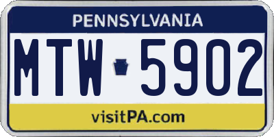 PA license plate MTW5902