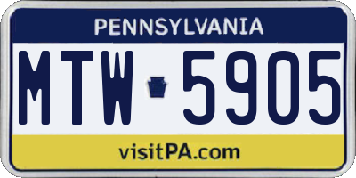 PA license plate MTW5905