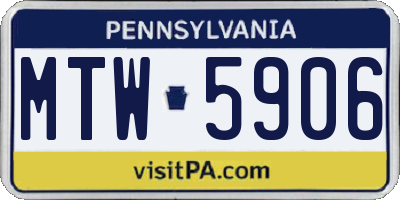 PA license plate MTW5906