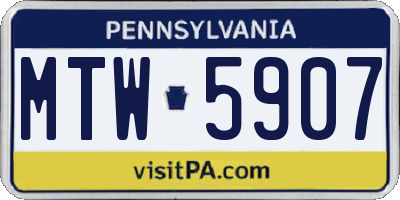 PA license plate MTW5907
