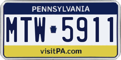 PA license plate MTW5911