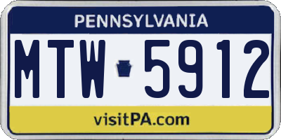 PA license plate MTW5912