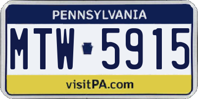PA license plate MTW5915