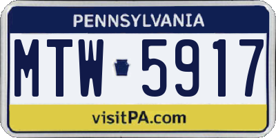 PA license plate MTW5917