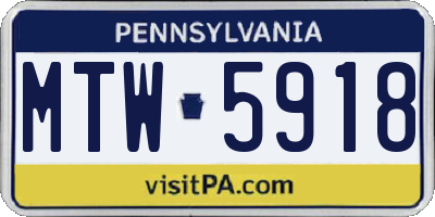PA license plate MTW5918
