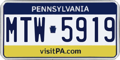 PA license plate MTW5919