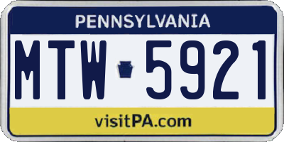 PA license plate MTW5921