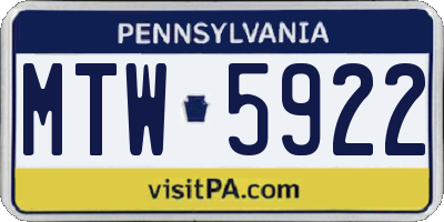 PA license plate MTW5922
