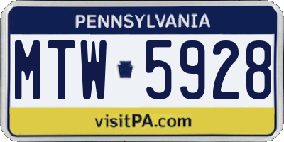 PA license plate MTW5928