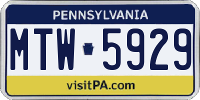 PA license plate MTW5929
