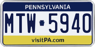 PA license plate MTW5940