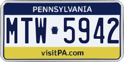 PA license plate MTW5942