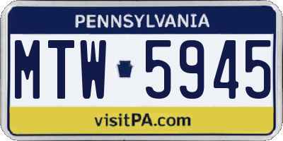 PA license plate MTW5945