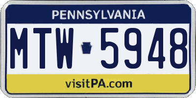 PA license plate MTW5948
