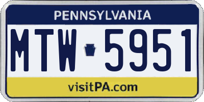 PA license plate MTW5951