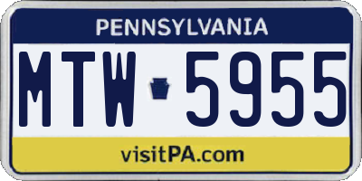 PA license plate MTW5955