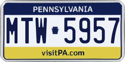 PA license plate MTW5957